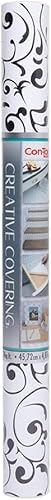 Con-Tact Brand Cubierta creativa, forro autoadhesivo para estantes, rollo de vinilo multiusos, fácil de usar y aplicar, 18 x 16 pies, Virtu Black