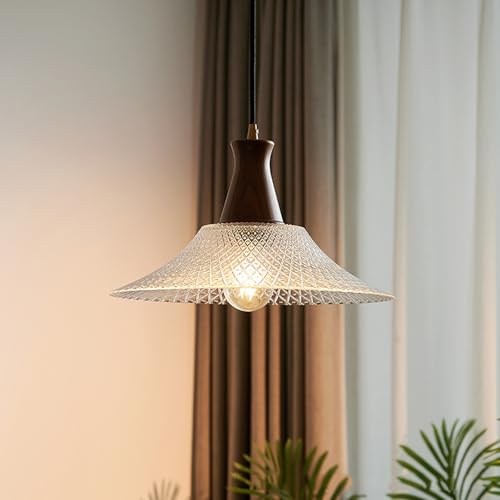 Pendentif américain en verre de noyer rétro à suspension légère - 6