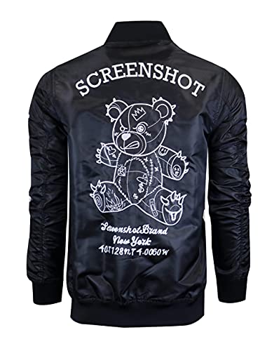 Image of SCREENSHOT Hip-Hop Urban NYC Fashion Bomber Jacket - Modern Outdoor Lightweight Streetwear Graffiti Print Zip Up Top
