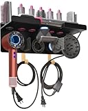 Dyson Airwrap Holder, Dyson Airwrap Wall Mount, 2in1 Dyson Airwrap Organizer and Dyson Hair Dryer Holder, Dyson Hair Dryer Stand for Dyson Airwrap Styler & Supersonic Nural Black UEMUSI