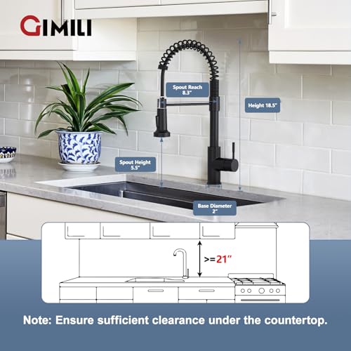 Image of GIMILI Black Kitchen Faucet with Pull Down Sprayer Single Handle Single Hole Rv Kitchen Faucet for Farmhouse Bar Laundry Outdoor Sink