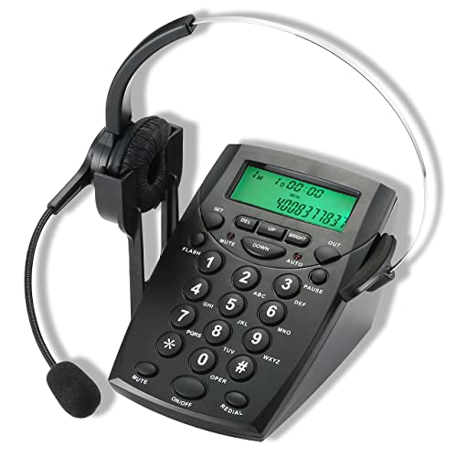 Benotek Call Center Headset Telephone With Noise Cancellation Headphone Microphone And Dialpad For House Call Center Office Home, Corded Landline Phone With Headsets, Black, 5001 #TOP21