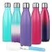 Sfee 17oz Double Wall Vacuum Insulated Stainless Steel Water Bottle Cup - Perfect for Outdoor Sports Camping Hiking Cycling +a Cleaning Brush (Purple)
