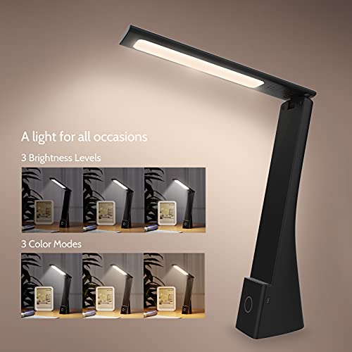 Koopala Led Desk Lamp, Cordless Lamp With 3 Lighting Modes 3 Brightness Levels, Rechargeable Reading Lamp With Adjustable Arm & Usb Charge Port, Foldable Eye Caring Table Light For Home Office Study #TOP1