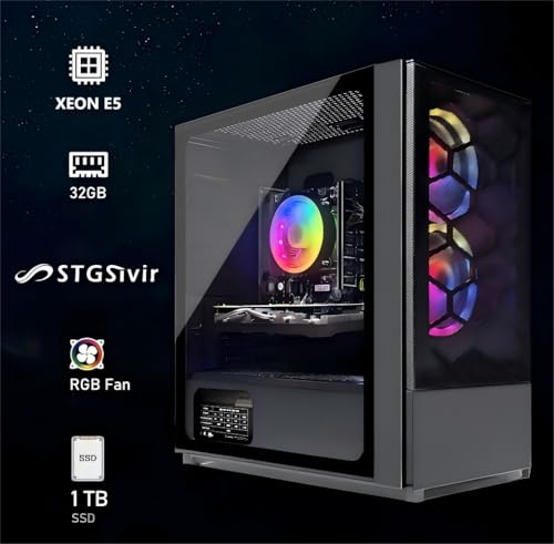 STGsivir Gaming PC, GeForce GT 740 4G GDDR5,Xeon E5 3.4GHZ,32G DDR,1TB SSD,WLAN 6,BT 5.2,RGB Fan x3,Windows11 Pro,Gamer PC Computer Desktop – Bild 3