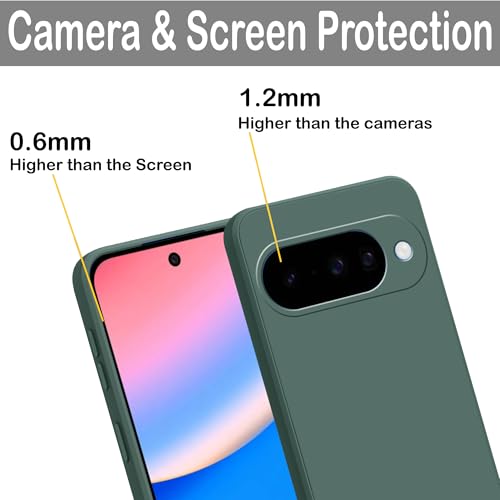 Image of amazon basics Back Cover for Google Pixel 10 5G | Ultra Slim Soft Rubberised Case | Matte Silicone Flexible Mobile Case | Camera Protection - Green