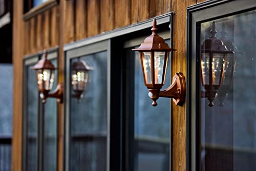 Image of Maxsa 46719 Battery-Powered LED Motion-Activated Outdoor Wall Sconce-Copper-8.5 inch x 6 inch x 13
