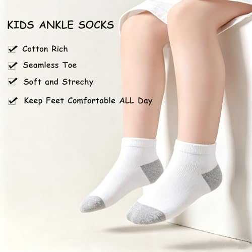 Image of EPEIUS Kids' Low Cut Ankle Socks Cotton Seamless Toe Sport Athletic Socks for Boys Girls White Black Navy 4 /8 Pack