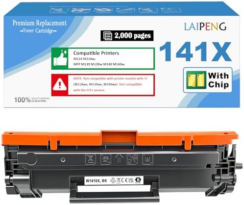 141X Black Toner Cartridge [with CHIP] Compatible Replacement for 141X W1410X 141A W1410A Black Toner Cartridge for M110 M110w MFP M139 M139w M140 M140w Printers (BK*1)