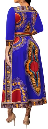 Image of VisiChenup African Print Dress for Women Casual Midi Dress