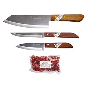kiwiandkomkom 3 x Kiwi Thai keukenmessen #171#501#503 + 30g Thai Chilli scherp uit de Isaan Ban Nong Saeng Nord Thailand