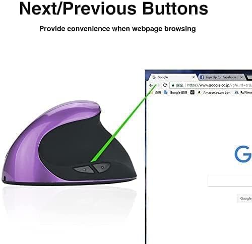 Miniatura 6 de Ratón vertical ergonómico, inalámbrico 2.4G de alta precisión recargable ergonómico ratón óptico con DPI ajustable 80012001600, reduce la tensión de