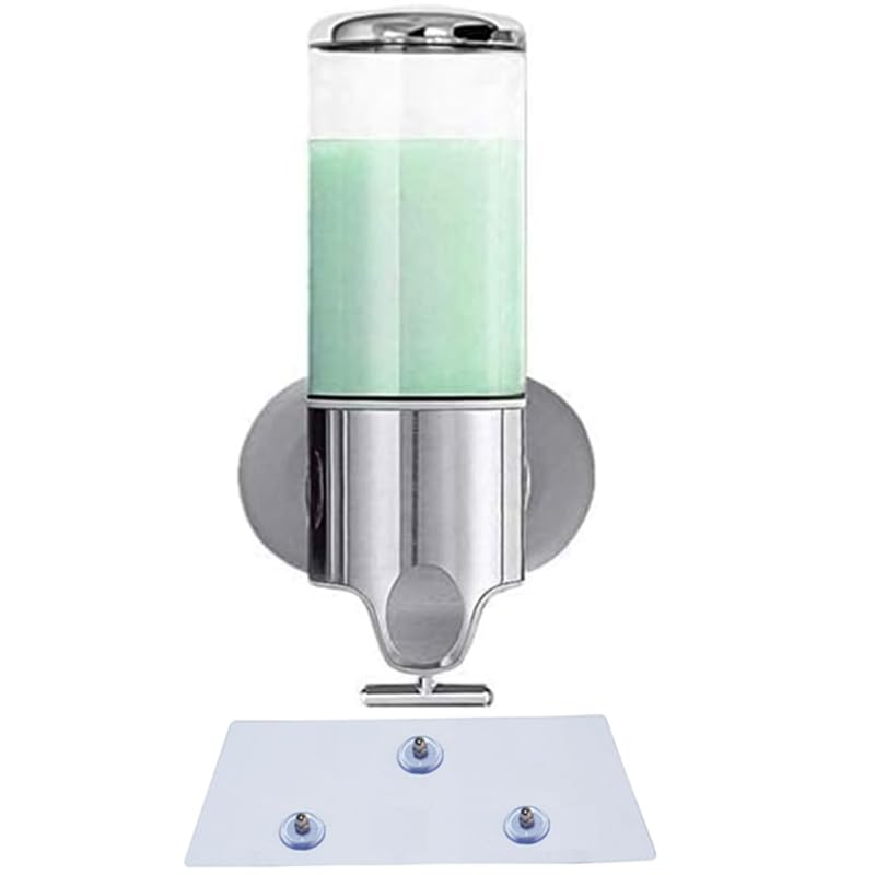 No Drill Wall Mounted Soap Dispenser Shower Liquid Shampoo Soap Dispenser for Bathroom, Kitchen, Marketplace, Hotel 500ml -Transparent