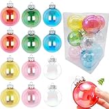 Neioaas 60 mm transparente, schillernde Kunststoffkugeln, 12-teiliges Ornament-Set (mehrfarbig)