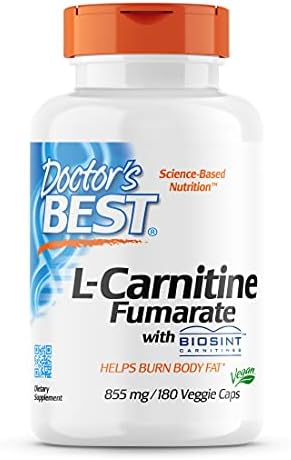 Doctor's Best Best L-Carnitine Fumarate Featuring Sigma Tau Carnitine (855  Mg) Vegetable Capsules, 180-Count