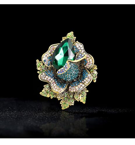 Image of Rhinestone Flower Brooch For Women Crystal Rose Flower Brooch Pin Big Size Rhinestone Crystal Flowers Broochs Stylish Rhinestone Rose Flowers Pin Elegant Clothing Hat Bag Accessories