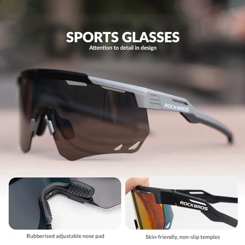 Image of ROCKBROS Polarized Cycling Glasses, Sports Sunglasses for Men Woman | Lightweight UV Protection Biking Sunglasses for Running Fishing Driving
