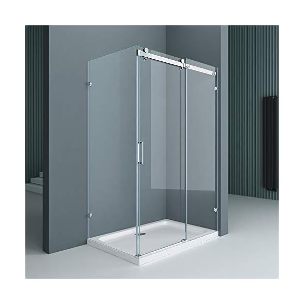 doporro Eck-Duschkabine Eckdusche Ravenna17-2 90x100x195cm Duschabtrennung mit Schiebetür ESG-Sicherheitsglas Klarglas 4-Punktbefestigung inkl. beidseitiger Easy-Clean-Beschichtung – Bild 3