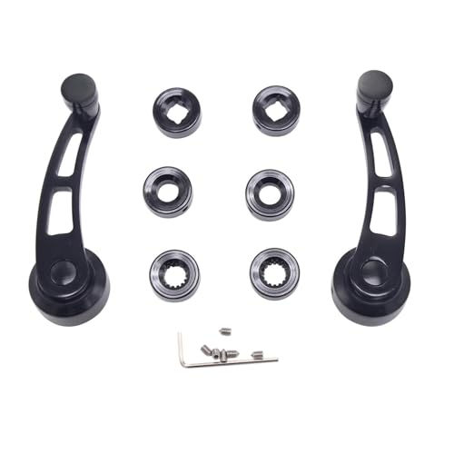 Image of Billet Aluminum 4-1 /4 inch Window Crank Handle Kit Compatible for Hot Rod Chevy Ford Chrysler(Black)