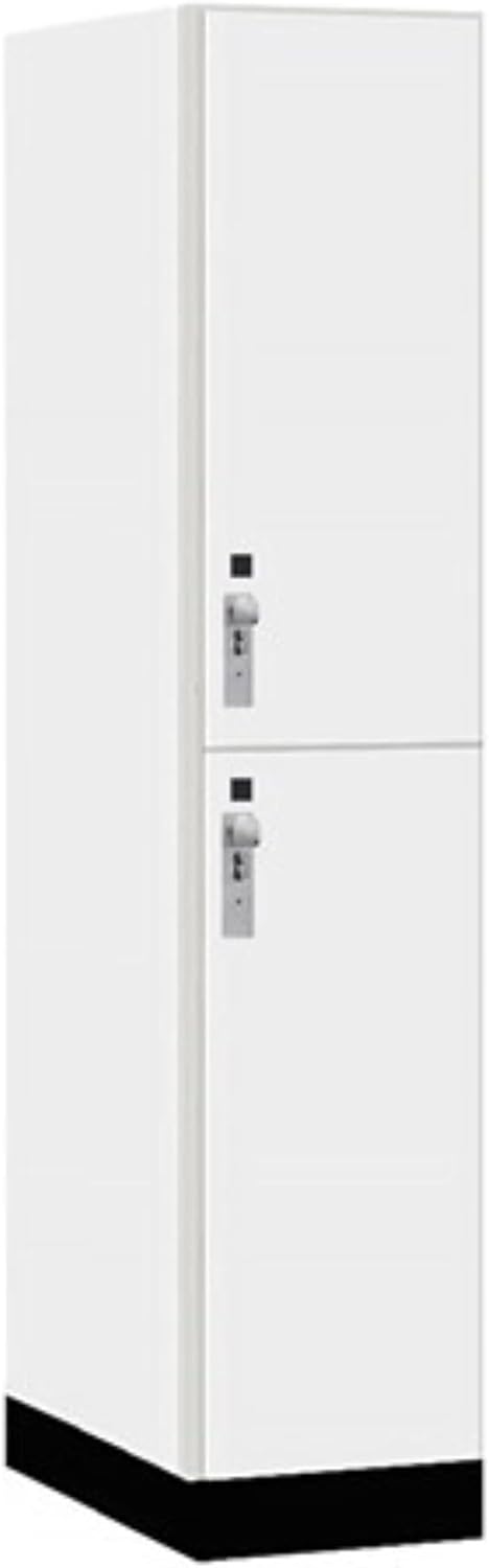 Salsbury 15" Wide Premier Wood Locker-Double Tier-1 Wide-6 Feet High-24 Deep-Arctic White-Silver Hasps
