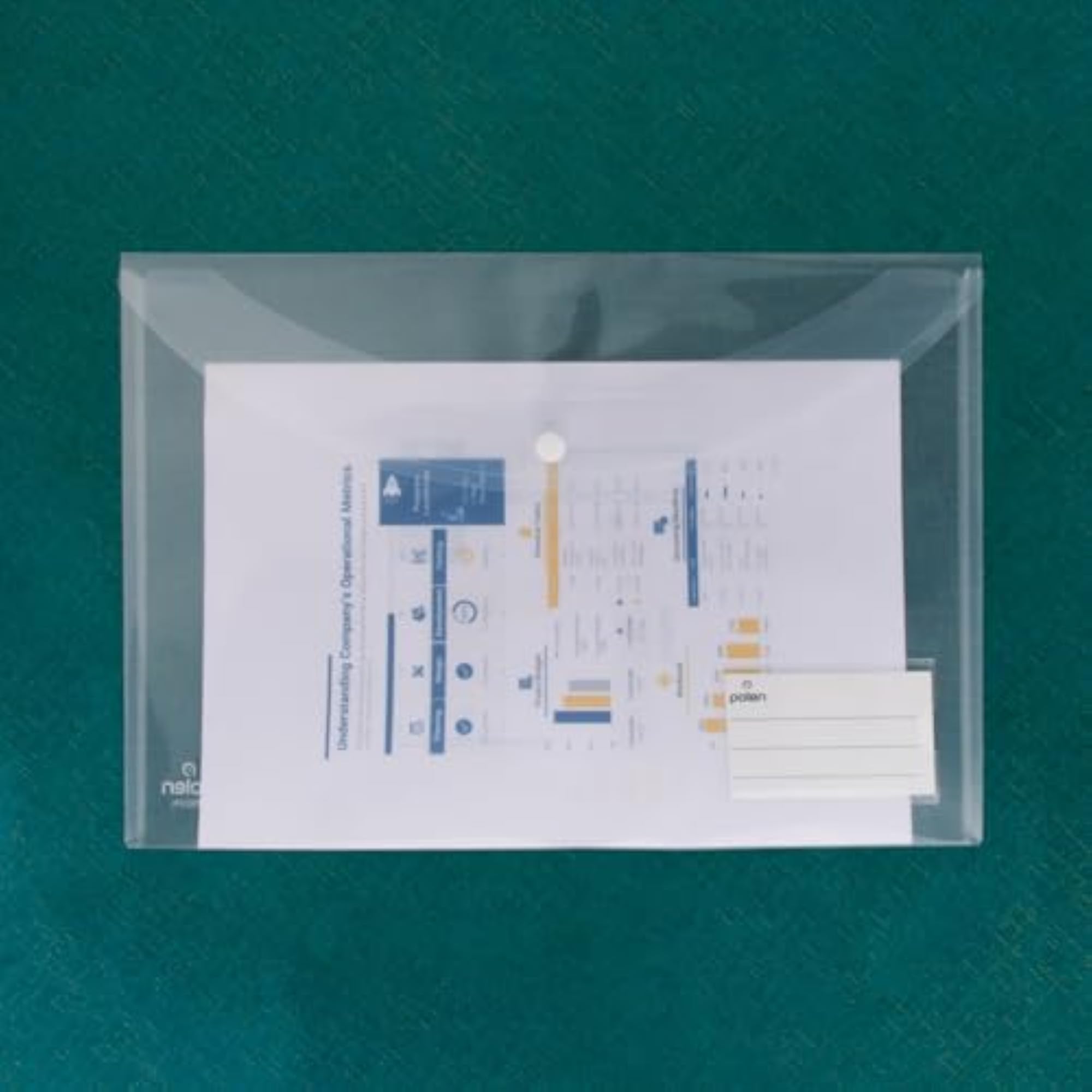24 Pcs Transparent Button File Folder, Waterproof