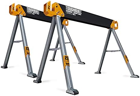 ToughBuilt - Folding Sawhorse/Jobsite Table - Sturdy, Durable, Lightweight, Heavy-Duty, 100% High Grade Steel, 41.5-Inch Easy Carry Handle - (TB-C550)