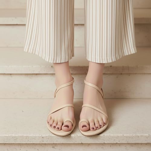 Image of CUSHIONAIRE CHAI Flat Strappy Sandals for Women, Comfortable Dressy Summer Slip-On Sandal with Memory Foam