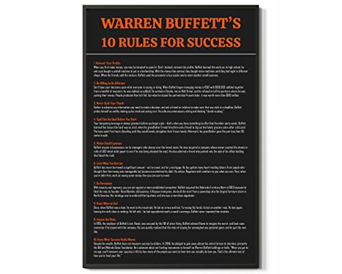 Warren Buffett's 10 Rules Poster for Success Motivational Inspirational Quote