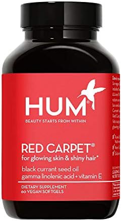 HUM Red Carpet - Hair and Skin Vitamins - Black Currant for Glowing Skin + Lasting Hair Health with Omega 3 & 6 (60 Vegan Softgels)
