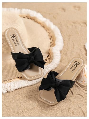 Image of GORGLITTER Girl's Slip on Sandals Bow Sandals Round Open Toe Beach Sandals