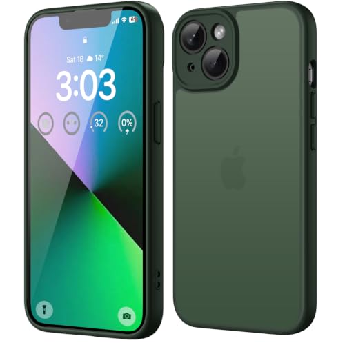 ORDA für iPhone 13 Hülle 6 1 Zoll Vollständiger Kameraschutz Stoßfest Kratzfest Transluzente Rückseite Schutzhülle Anti-Fingerabdruck Matt Handyhülle für iPhone 13 Grün