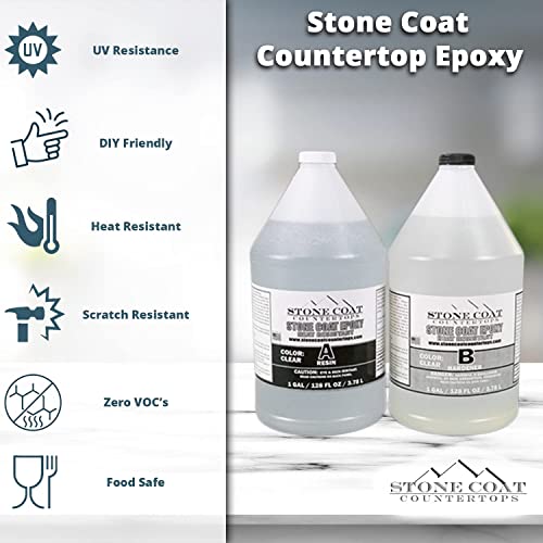 Stone Coat Countertops SCCE2GK Epoxy Kit (2 Gal) – Diy Epoxy Resin Kit For Coating Kitchens, Bathrooms, Counters, Tables, Wood Slabs, And More! Heat Resistant And Clear Epoxy Resin!… thumb #1