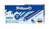 Pelikan 310748 Großraum-Tintenpatrone 4001, königsblau, 5 Patronen in Faltschachtel