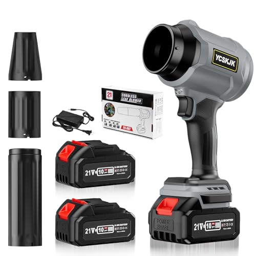 Cordless Leaf Blower, Leaf Blower Cordless with Battery and Charger, Portable Lightweight Handheld Blower, Extended Nozzle, Turbo Jet Blower for Lawn Care, Patio Cleaning, Leaves, Dust (Grey)