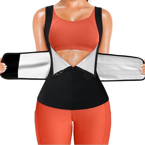 TrainingGirl Sauna Sweat Suit for Women Waist Trainer Workout Faja Weight Vest Body Shaper Shirt Band