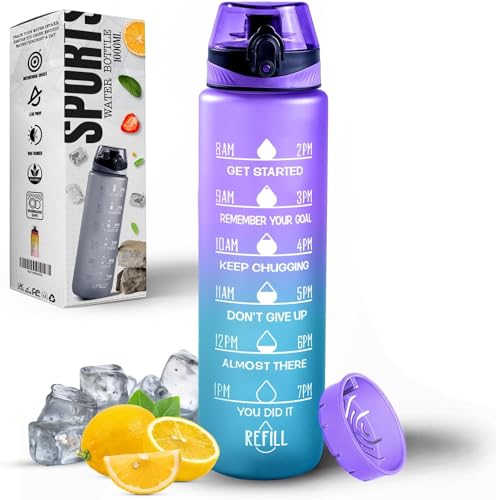Roe Tenpo Trinkflasche 1L, Tritan Sport wasserflasche mit Spülmaschinenfest, BPA-frei, auslaufsicher, gut zum Laufen, Radfahren, Fitnessstudio, Yoga, Camping und Outdoor