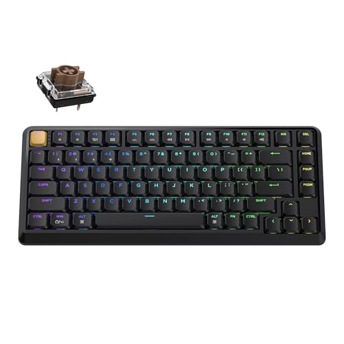 Image of Keychron KJ1 Low Profile Wireless Mechanical Keyboard, 2.4 GHz Bluetooth QMK 75% Layout RGB, Hot-swappable Brown Switch Compatible with Mac Windows Linux, 2000mAh Fast Charge for Gaming - Black