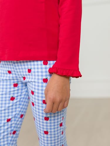 Image of RuffleButts Toddler Girl Merry & Bright Ruffle Leggings - Ankle Leggings