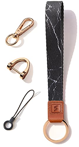 SENLLY Schlüsselband Wristlet Keychain Lanyard Strap Handschlaufe Schlüsselanhänger mit echtem Leder, für Schlüssel, Mobile Handys Telefon, Kamera, Charms Cover
