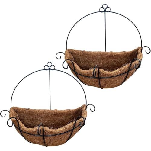 Dinntty 2 Vasi Sospesi per Piante, Cestini Sospesi per Fiori, Fioriere Parete Sospese per Esterni, Fioriera in Ferro con Catena Porta Piante E Fiori Parete per Casa, Giardino, Balcone