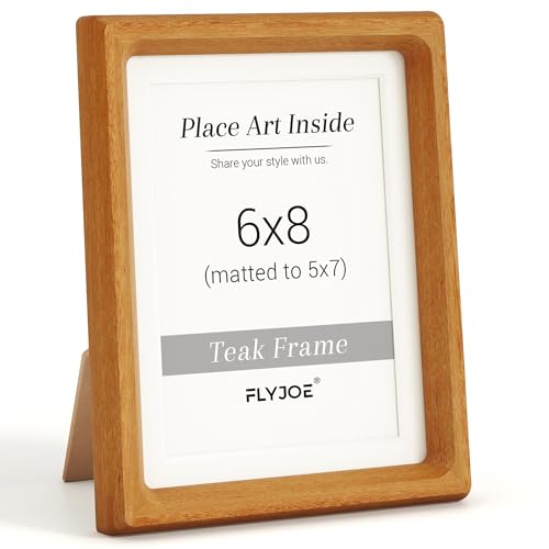 Picture Frame, USA-Sourced Hardwood Photo Frame, Teak, 6x8