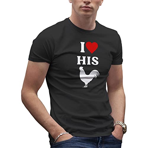 I Love his Cock Rooster Sex Herren Schwarz T-Shirt Size XL
