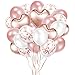 Crislove Luftballon Set, 48 Stück Folienballon Set, Konfetti Luftballons & Latex Ballons mit Bändern für Geburtstag, Hochzeit, Babyparty, Dekoration, Geschäftstätigkeit (Rosegold)