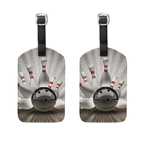 Luggage Tags Bowling Ball Crashing Into The Pins Travel ID Bag Suitcase Duffel