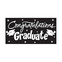 Creative Converting Gigantic Greetings Black Congratulations Graduates Giant Banner, One Size