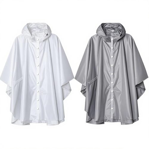 YOUNGTIME Reusable Rain Ponchos for Adults,2 Pack EVA Rain Jacket Coats with Hood for Women and Men