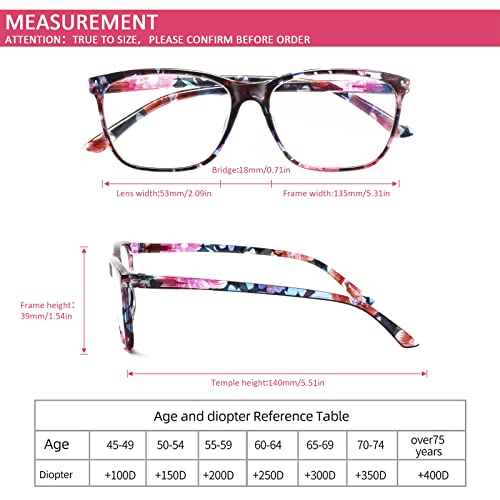Image of Henotin 6 Pack Ladies Reading Glasses Blue Light Blocking Spring Hinge Readers Anti Eyestrain Computer Eyeglasses (Multicolor-2, 1.25, multiplier x)