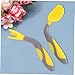 BRIGHTFUFU 1 Set Training Tableware Non Slip Handle Learning Fork and Spoon Utensils for Design Bendable Lemon Yellow
