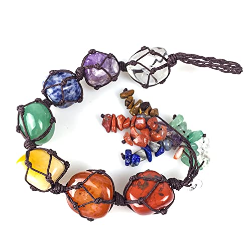 Colgante de Los Siete Chakras, Adorno Colgante 7 Chakras, Piedras Colgantes Ornamento Coche, Adornos Piedra Coche, Adorno Colgante de Ventana de Cristal, para Decoración de Ventanas y Automóviles