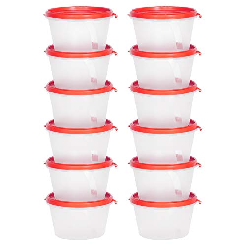 Image of Cutting EDGE Nesterware 750ml Stackable Food Container (Set of 12, Red) | BPA-free plastic, stackable design, leak-proof, kitchen storage, pantry, fridge, meal prep, reusable, travel use